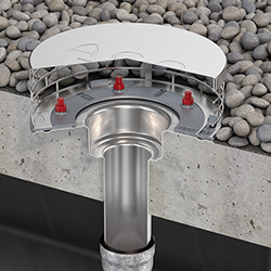 Flat roof drainage made of stainless steel