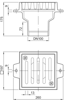Compact gullies, without foul air trap, without bracket