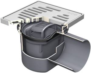 Basement gully DN 100, socket inclination: 1.5°