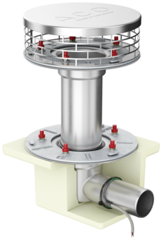 ACO Variant-Spin complete flat roof drains – two-piece for gravity drainage