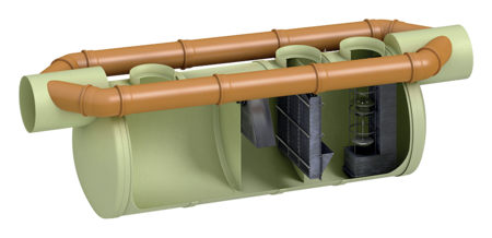 Light liquid separator with bypass G-H (GRP horizontal version)