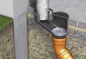 Rain pipe gullies without foul air trap – with round cleaning opening
