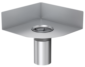 Gully body ACO direct balcony drain with corner upstand for the wall