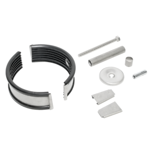 Support bracket with rubber infill and key