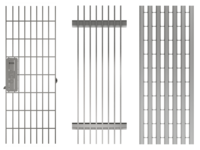 Gratings for wedge-shaped channel, fixed overall height