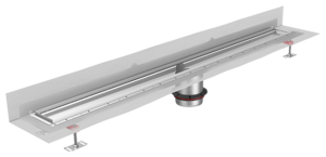 Channel body ACO ShowerDrain Public 110, with vertical wall flange, installation height: 60 – 135 mm (top of screed)