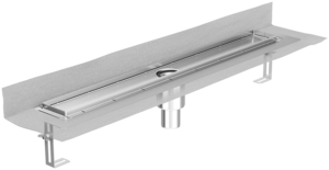 Channel body ACO ShowerDrain E+, Installation height top edge screed: 15 – 140 mm