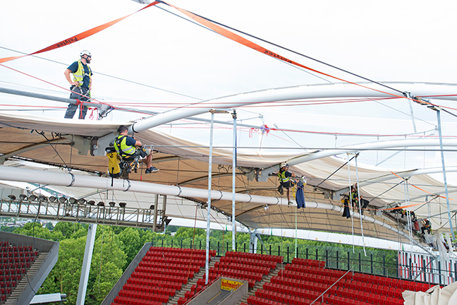Mercedes Benz, Arena, Stuttgart, Rohrsysteme, Flachdachentwässerung
