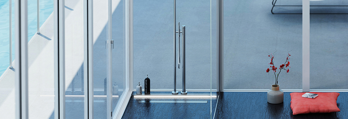 ACO ShowerDrain E+ floor-flush shower channel:  Suitable for areas with water exposure class W3-I